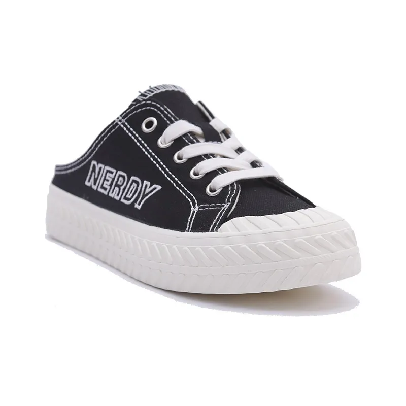 Nerdy Canvas Shoes Unisex Low Top Black-2
