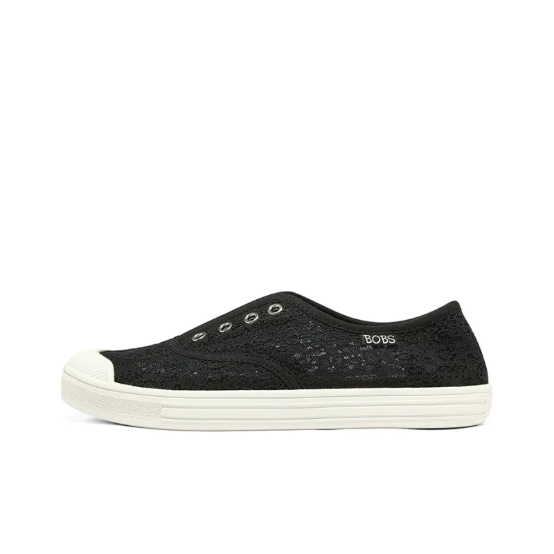 Skechers Wide Fit Anti Slip Wear Resistant Low Top Canvas Shoes Women's Black-0