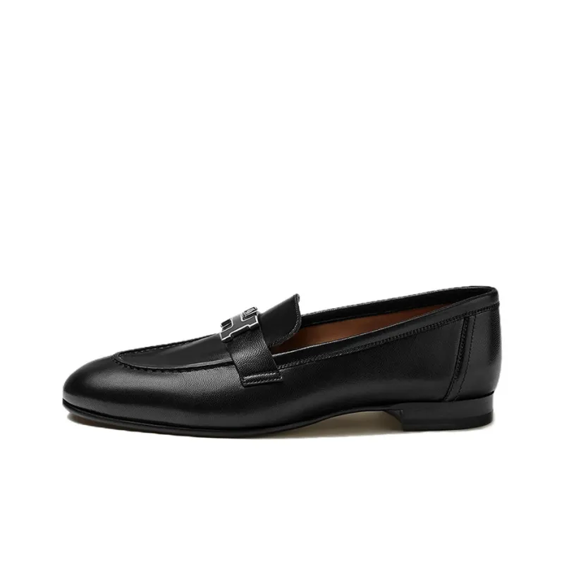 HERMES Paris Loafers Women's Black-0