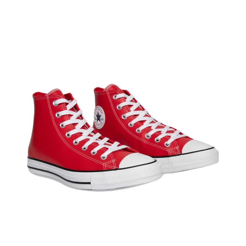 Converse All Star Series Faux Leather Anti-Slip Wear-Resistant High-Top Canvas Shoes Unisex Red-2