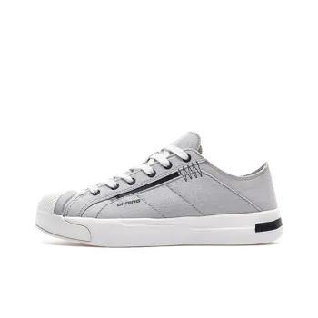 LiNing Anti Slip Wear Resistant Lightweight Breathable Low Top Canvas Shoes Men's Gray White