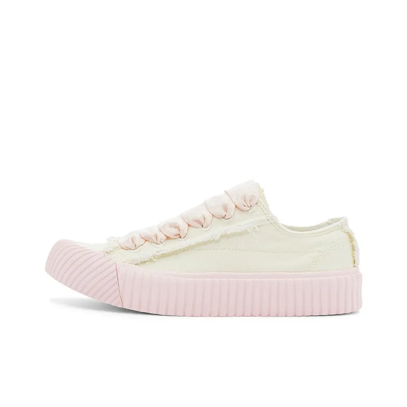 Kappa Wear resistant And Lightweight Low Top Canvas Shoes Women's White Light Rose Pink-0