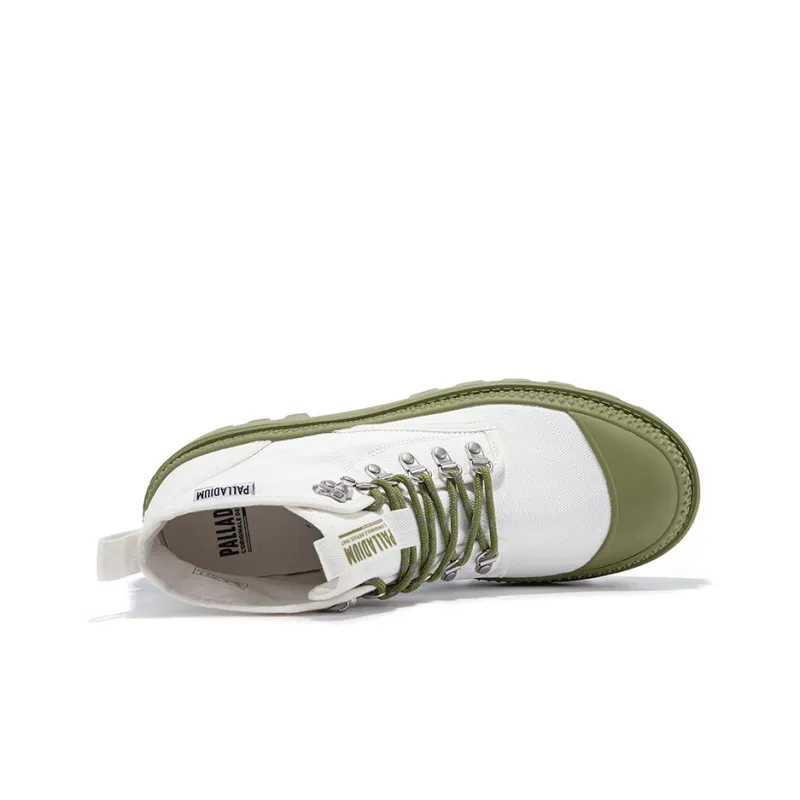 Palladium Pampa Wear Resistant High Top Canvas Shoes Unisex Bright White Green-2