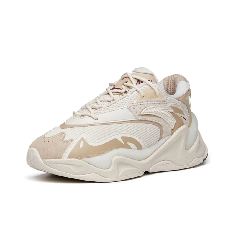 Anta Anti-Slip And Wear-Resistant Breathable Low-Top Chunky Sneakers Women's Muddy Sandy Gray-1