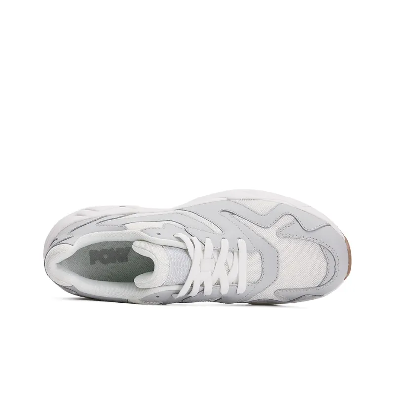 PONY MODERN Anti Slip And Wear Resistant Height Increasing Cushioning Support Low Top Chunky Sneakers White Gray-2