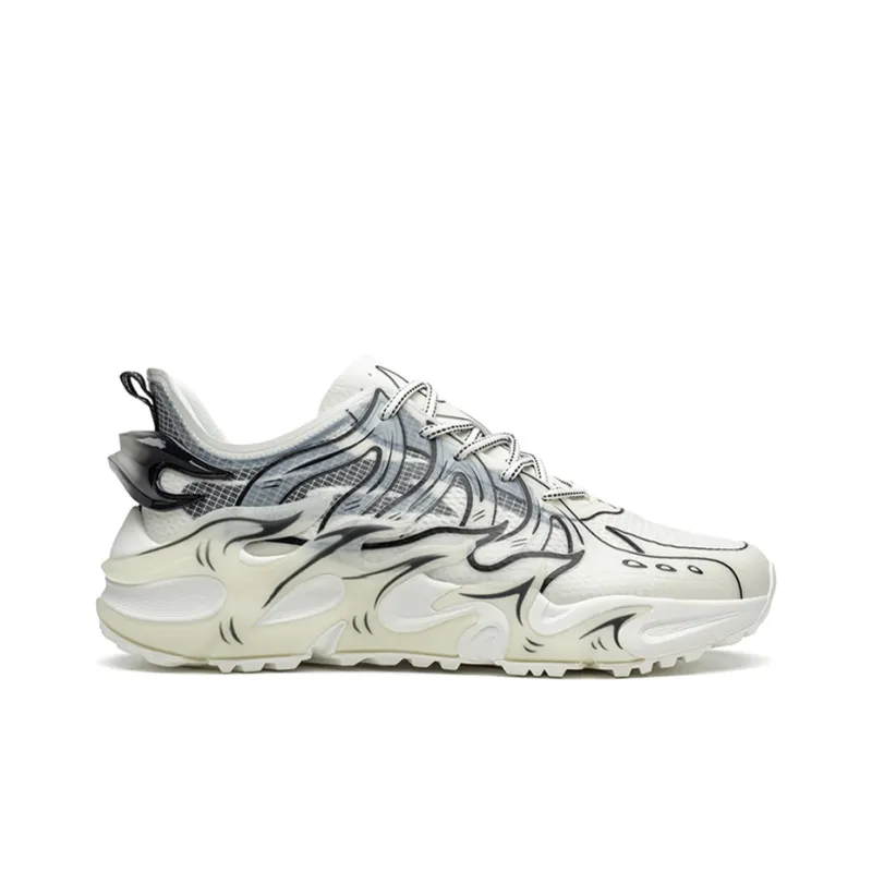 XTEP Red Flame 1.0 Low Top Chunky Sneakers Men's Sail White Black-1