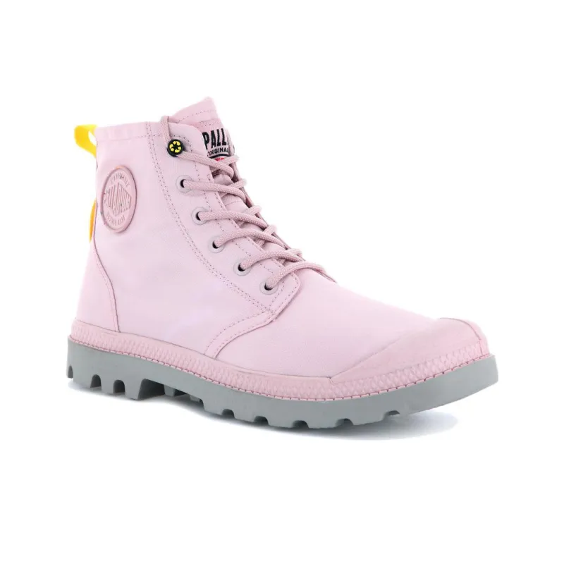 Palladium Pampa Rcycl Wp 2 Wear-resistant And Waterproof High-Top Canvas Shoes Unisex Pink-2
