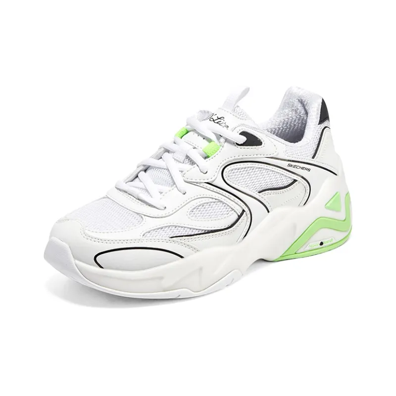Skechers D'LITES HYPER BURST Chunky Sneakers Women's Low Top White/Lemon-2