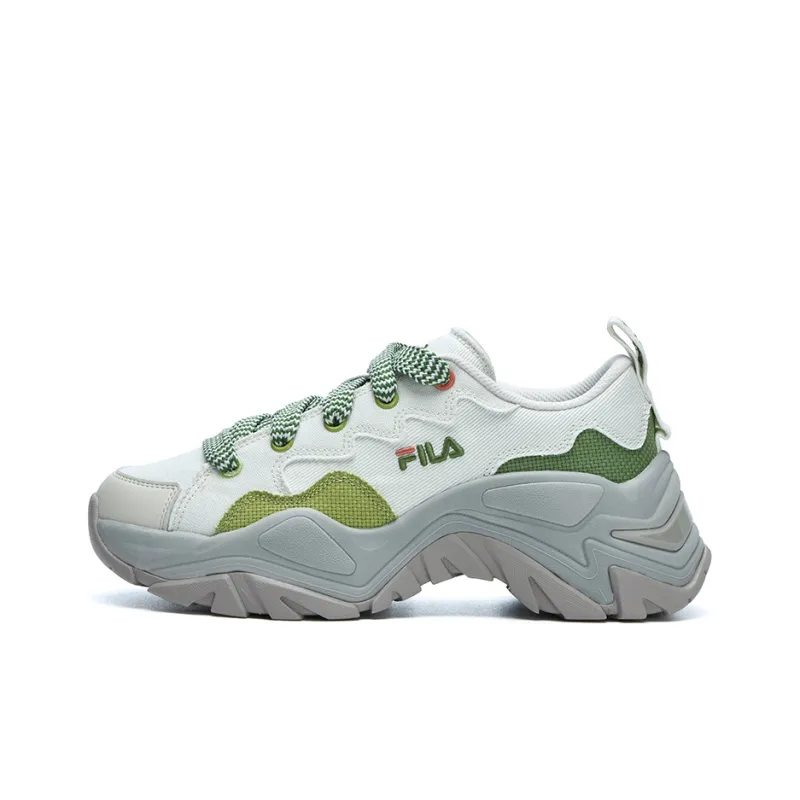 FILA Cushioned Wear Resistant Breathable Slip Resistant Low Top Canvas Shoes Women's White Gray Green-0