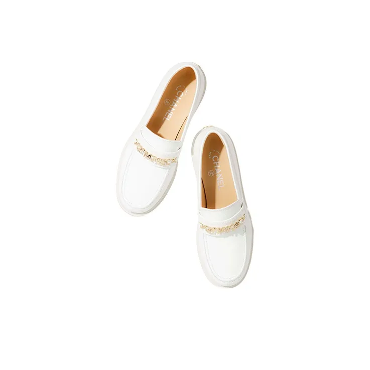 CHANEL Casual Single Shoes Women's White-2
