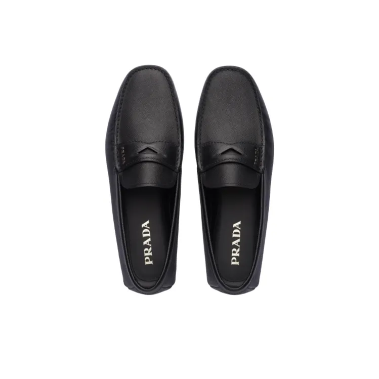 PRADA Prada Saffiano Girl Casual Shoes Low Heel Men's Black-3