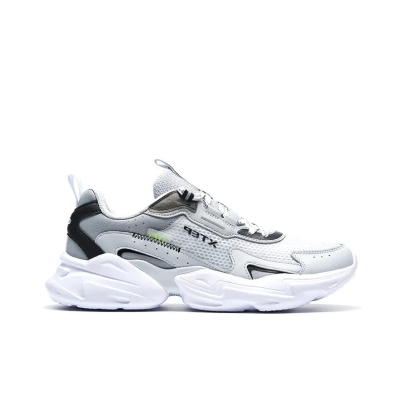 XTEP Shock Absorbers With Slip Resistant And Abrasion Resistant Properties Low Top Chunky Sneakers Men's Gray-1