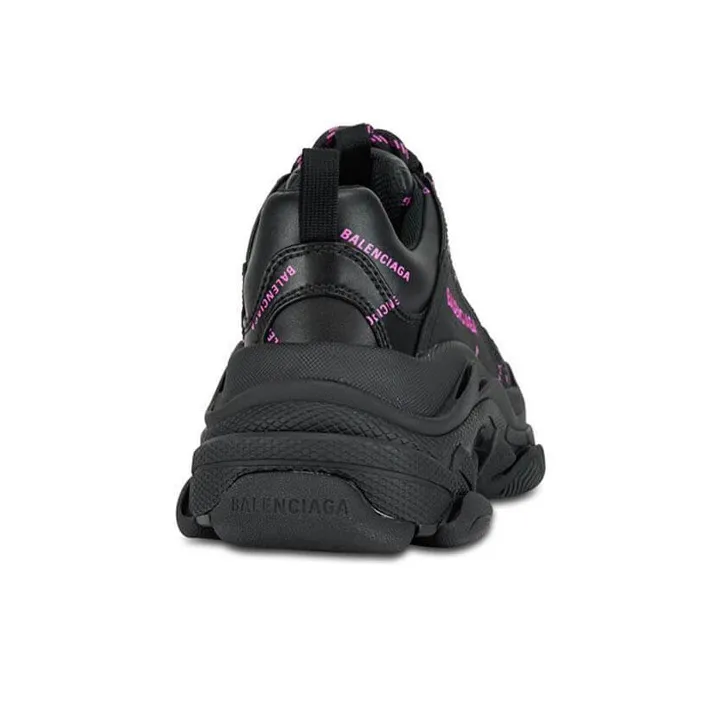 Balenciaga Triple S Allover Logo Black Pink Women's-3