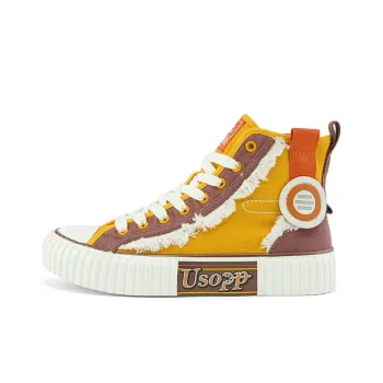Kappa One Piece Anti-Slip And Wear-Resistant Coverage High-Top Canvas Shoes Unisex Field Yellow Stone