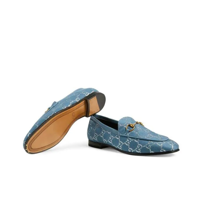 GUCCI Jordaan Loafers Women's Blue-4
