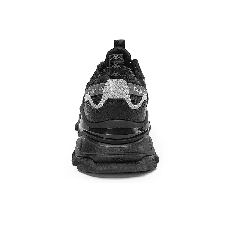 Kappa Cushioning Abrasion Resistant Height Increasing Support Low Top Chunky Sneakers Unisex Black Silver-5