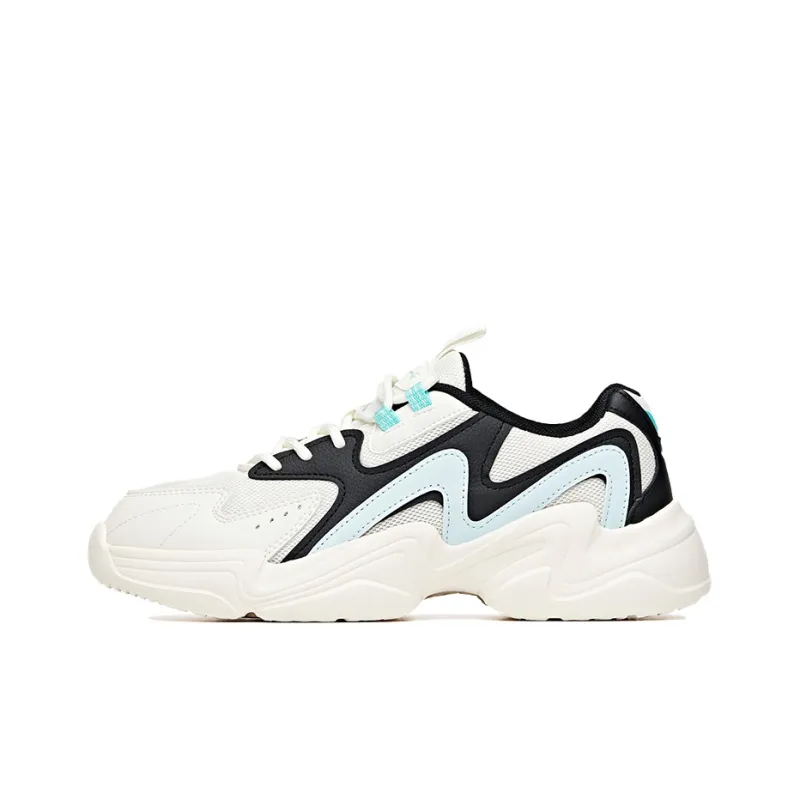 ANTA Chunky Sneakers Women's Low Top Ivory White/Black/Blue-0