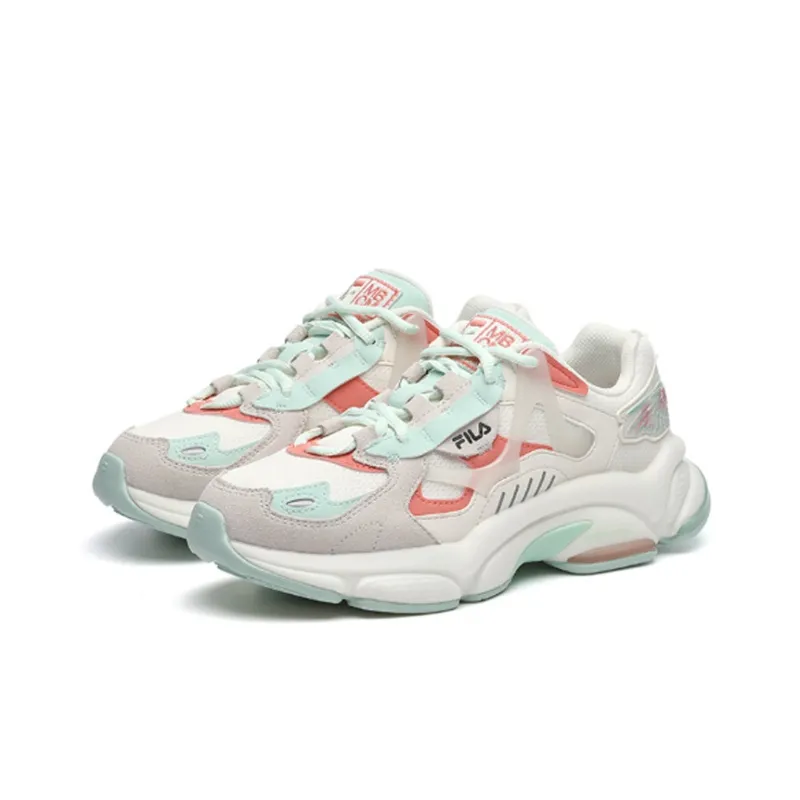 FILA FUSION RJV Cushioning Anti Slip And Wear Resistant Low Top Chunky Sneakers Women's Pink White-1