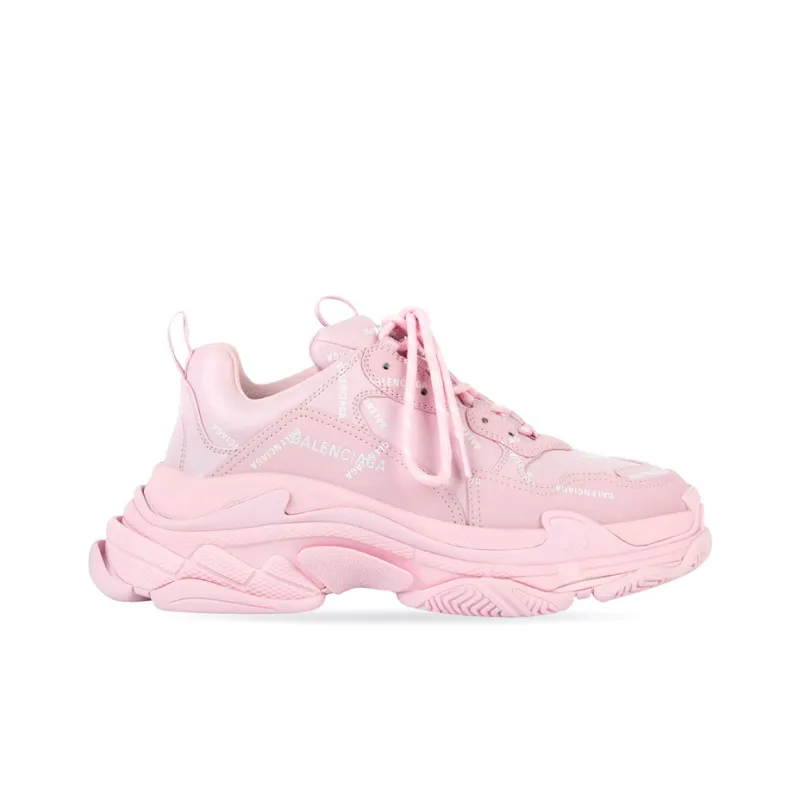 Balenciaga All Over Logo Triple S Pink White-1
