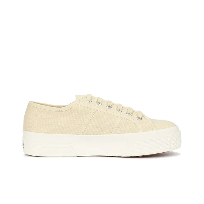 SUPERGA Lightweight Height Increasing Low-Top Canvas Shoes Women's Beige-1