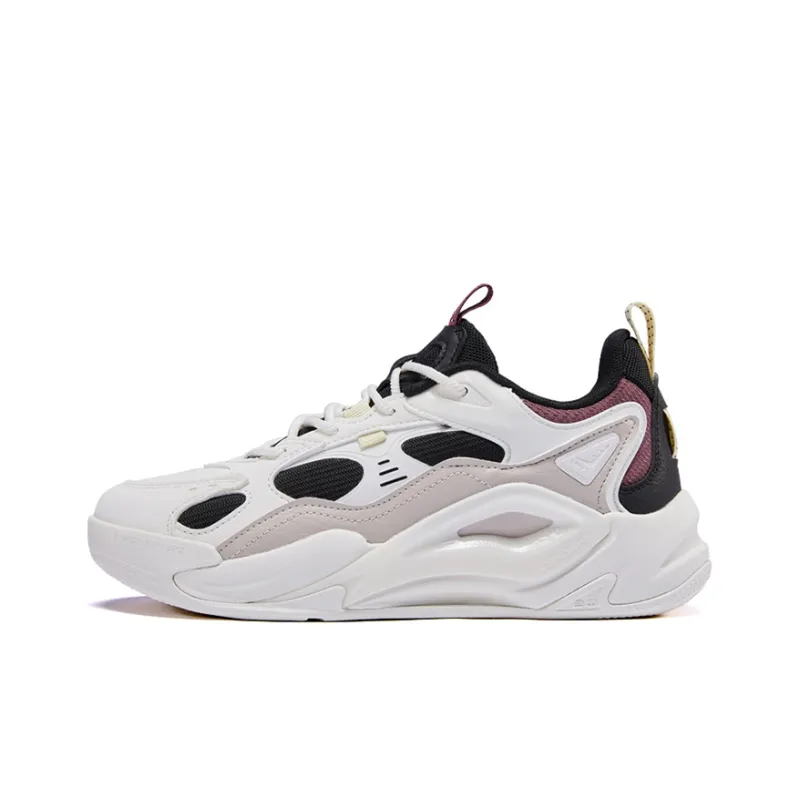 XTEP Liekong 2.0 Chunky Sneakers Women's Low Top Canvas White/Black/Ivory White-0
