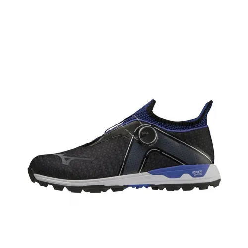 Mizuno Wave Hazard Boa Cushioned Slip Resistant Abrasion Resistant Breathable Low Top Golf Shoes front Men's Black Blue