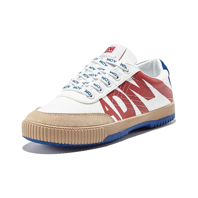 ADM x Feiyue Wear-Resistant Low-Top Canvas Shoes Unisex White Red Blue-1