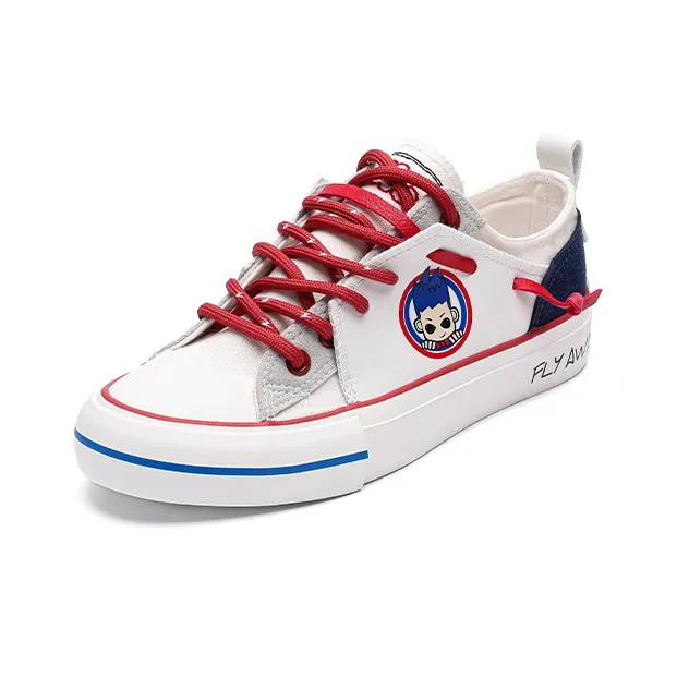 Feiyue Slip Resistant, Abrasion Resistant, Breathable Low Top Canvas Shoes Unisex White Red-1