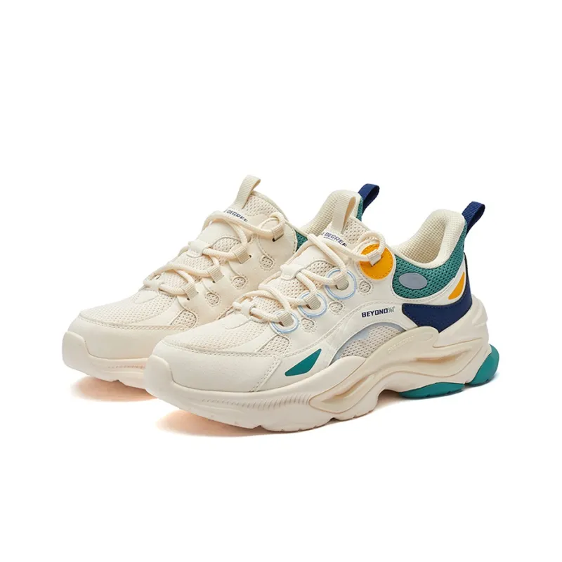 361° Chunky Sneakers Women's Low Top Beige/Cyan-2