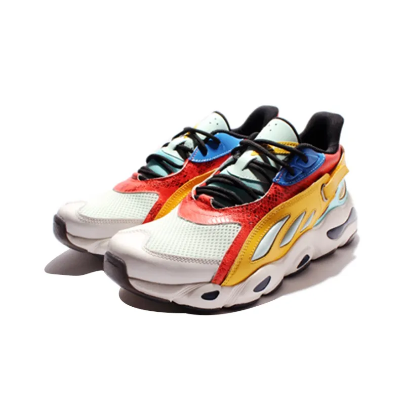 LiNing Butterfly Anti Slip Wear Resistant Low Top Chunky Sneakers Men's Red Yellow-2