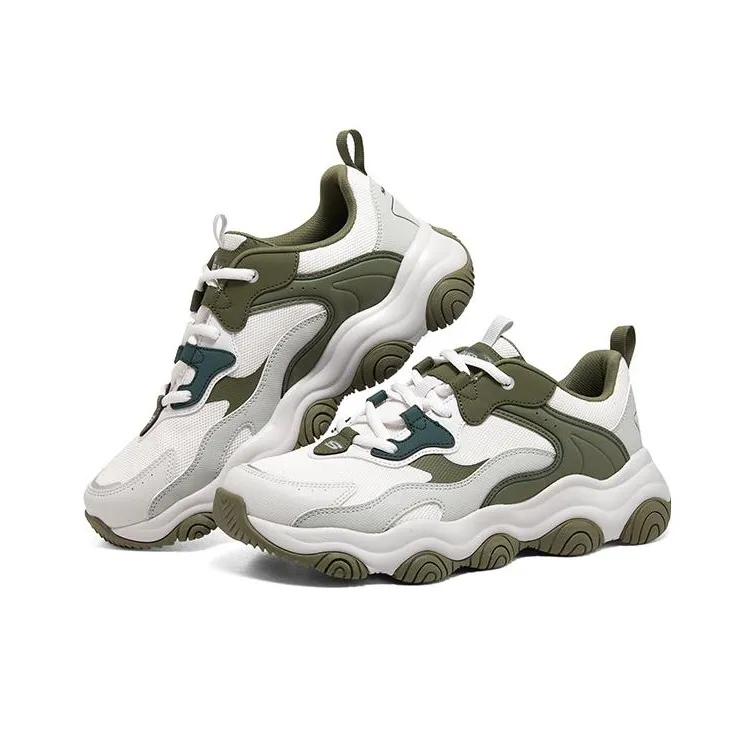 Skechers D'LITES 1.0 Bubbu Bear New Anti Slip Wear Resistant Low Top Chunky Sneakers Men's White Green-2