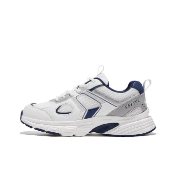 Feiyue Anti Slip Wear Resistant Low Top Chunky Sneakers Unisex White Dark Blue