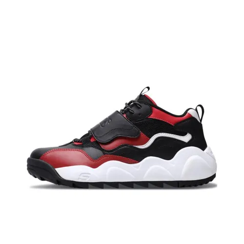 Skechers D'LITES 1.0 Train 2 Cushioned Slip Resistant Abrasion Resistant Low Top Chunky Sneakers Women's Black Red