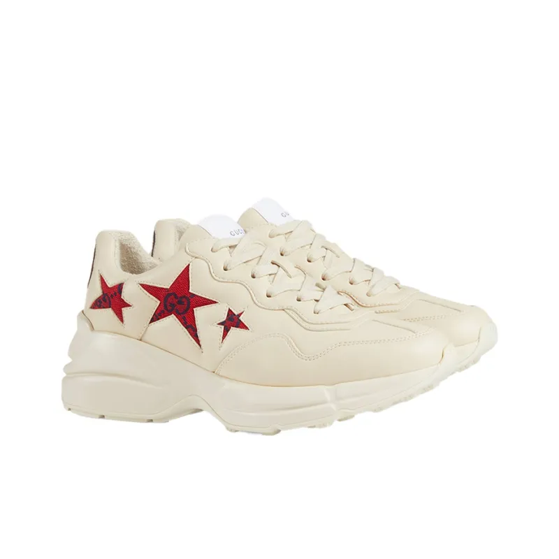 GUCCI Rhyton Anti Slip And Wear Resistant Breathable Low Top Chunky Sneakers Women's Ivory White-2