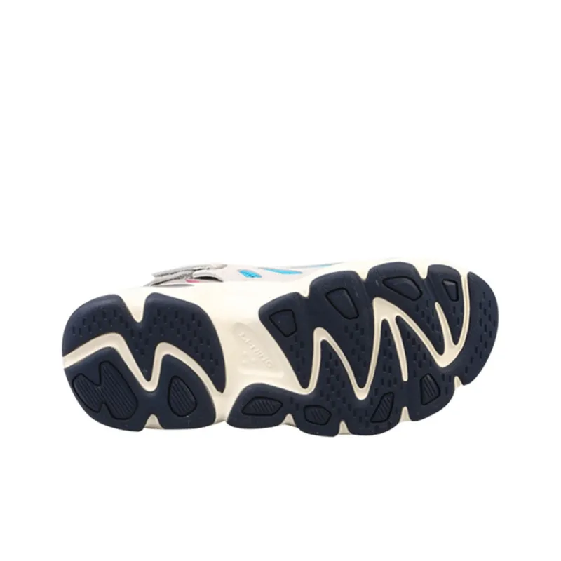 LiNing Butterfly Non slip Lightweight Low Top Chunky Sneakers Unisex Gray Blue-3
