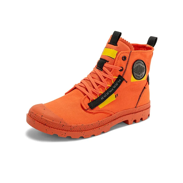 Palladium Pampa Anti Slip And Wear Resistant Breathable High Top Canvas Shoes Unisex Fire Orange-1