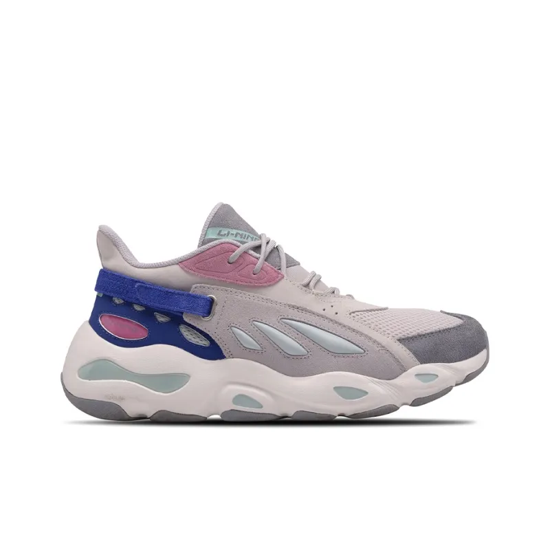 LiNing Butterfly Low Top Chunky Sneakers Women's Gray Pink Blue-1