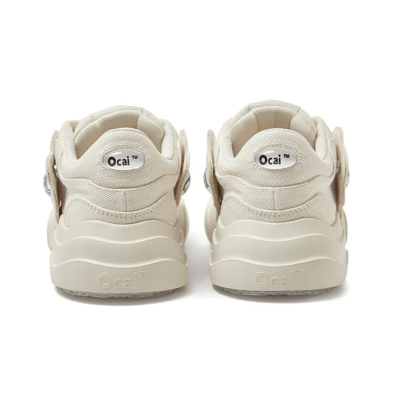 Ocai 002 Smile Abrasion Resistant Low Top Canvas Shoes Unisex Cream White-2