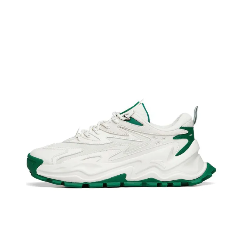 Anta Cushioning Anti Slip And Wear Resistant Low Top Chunky Sneakers Men's White Green-0