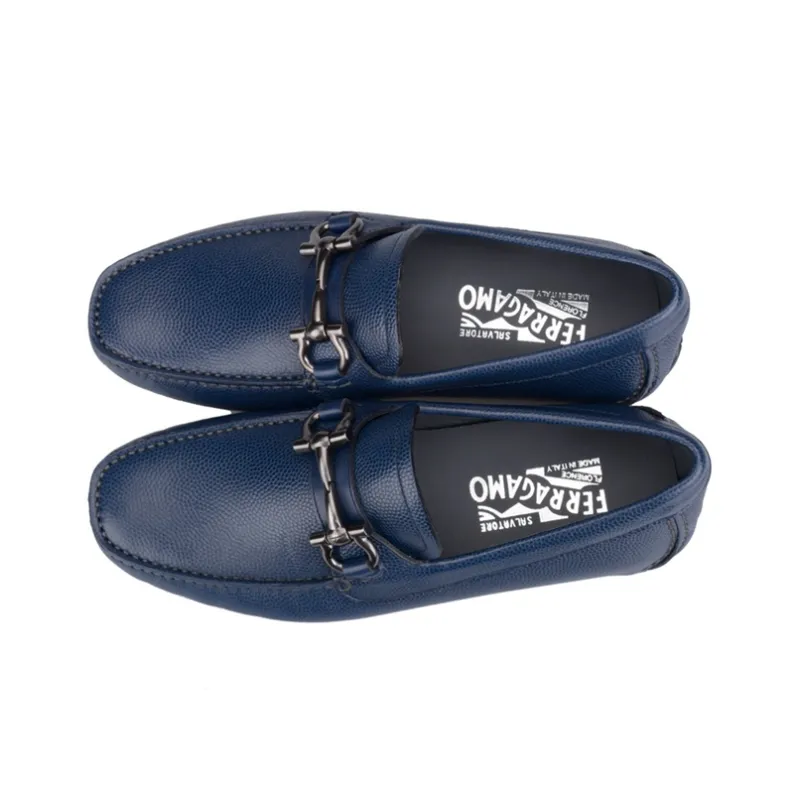 Ferragamo Low-Top Fashion Casual Leather 'Blue' Men's-4