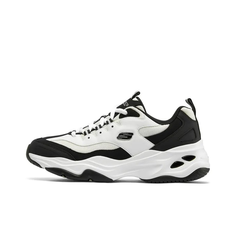 Skechers DLITES Cushioned Slip Resistant Low Top Chunky Sneakers Men's White Black-0