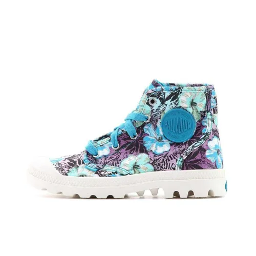 Palladium Pampa Hi Anti-Slip Wear-Resistant High-Top Canvas Shoes Women's Blue Purple