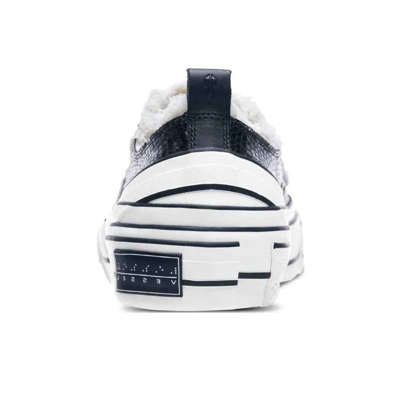VESSEL Python Pattern Black Anti Slip Wear Resistant Low Top Vulcanized Canvas Shoes Unisex Black White-4