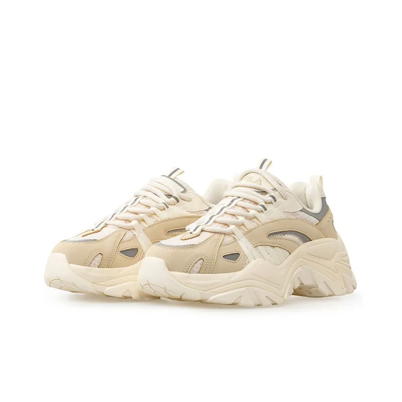 FILA FUSION Fishbone Chunky Sneakers Women's Low Top Beige Yellow-2