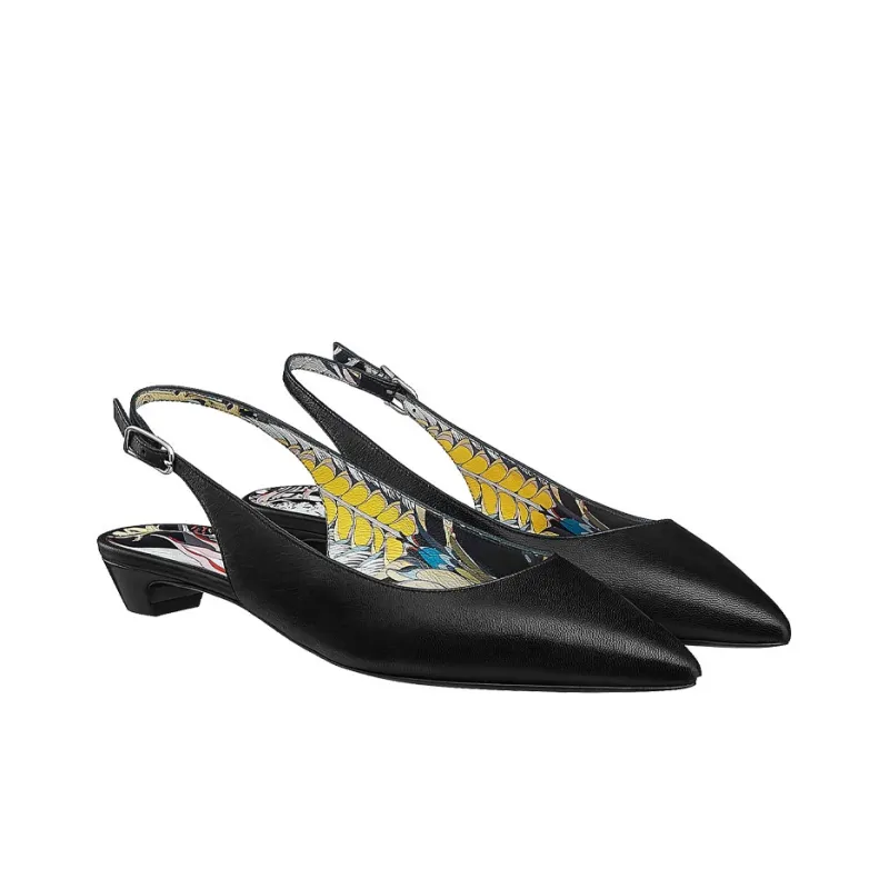 HERMES Albane Fantaisie Botanique Women's Casual Shoes Women's Black-2