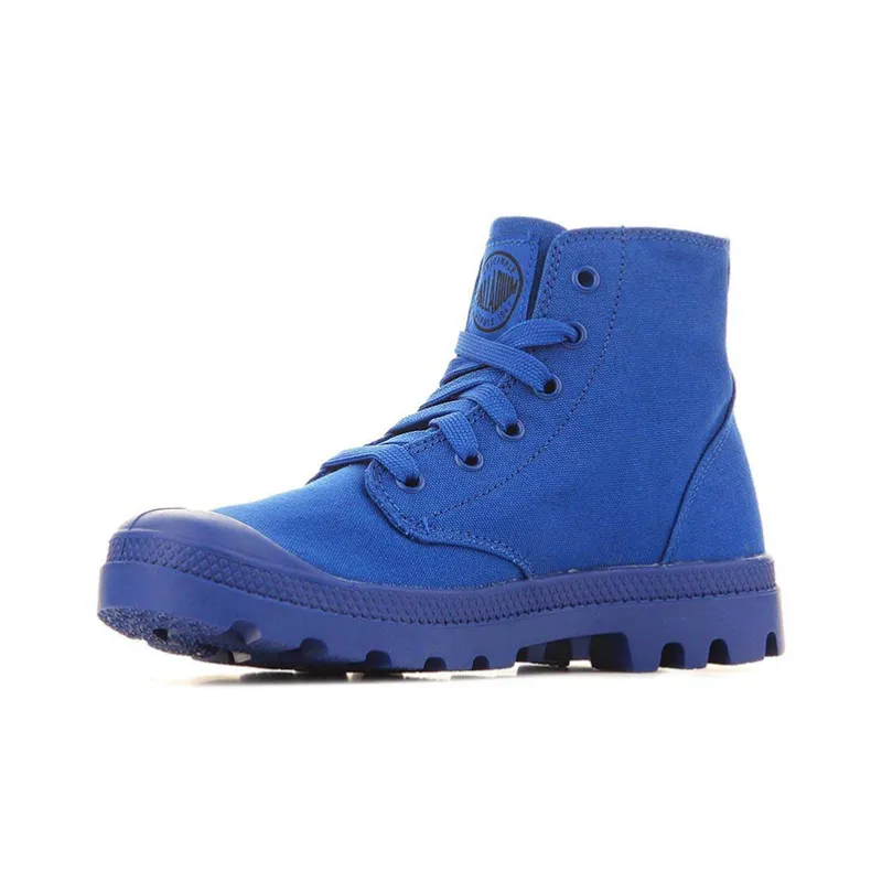 Palladium Mono Chrome Anti Slip And Wear Resistant Breathable High Top Canvas Shoes Unisex Dark Blue-2