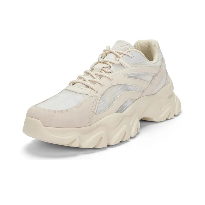 Kappa Anti Slip And Wear Resistant Breathable Low Top Chunky Sneakers Unisex White Gray-2