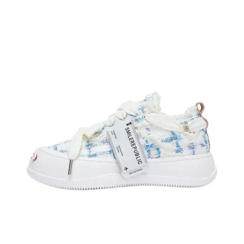 SMILEREPUBLIC Glacier Mint Low Top Canvas Shoes Unisex White Blue