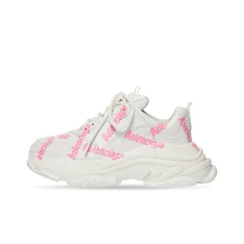 Balenciaga Triple S Logotype Trainers White Pink Women's
