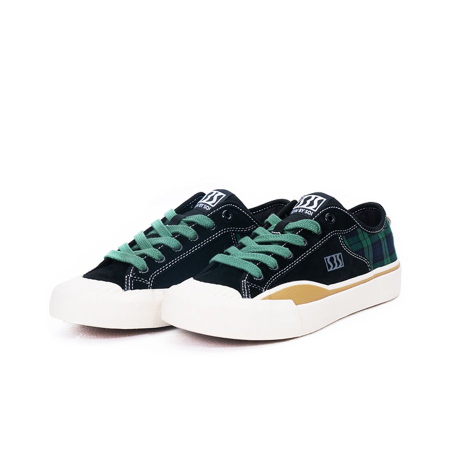SEW BY SOU Canvas Shoes Unisex Low-Top Green Plaid US M 5